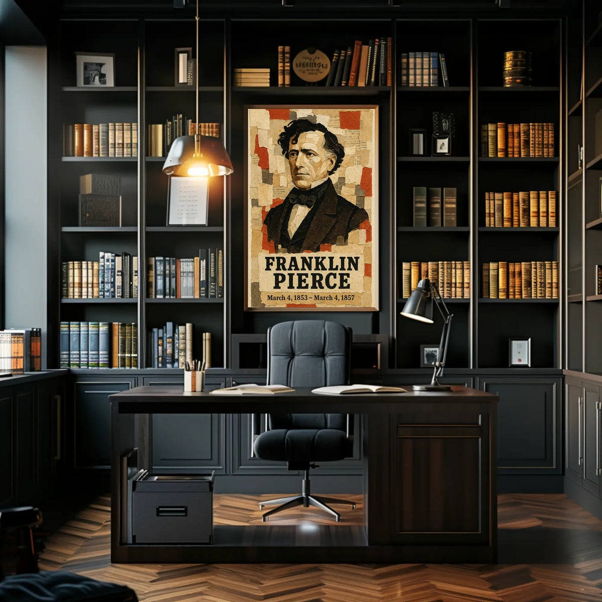 Franklin Pierce 14th President of the United States Layered paper Collage Poster