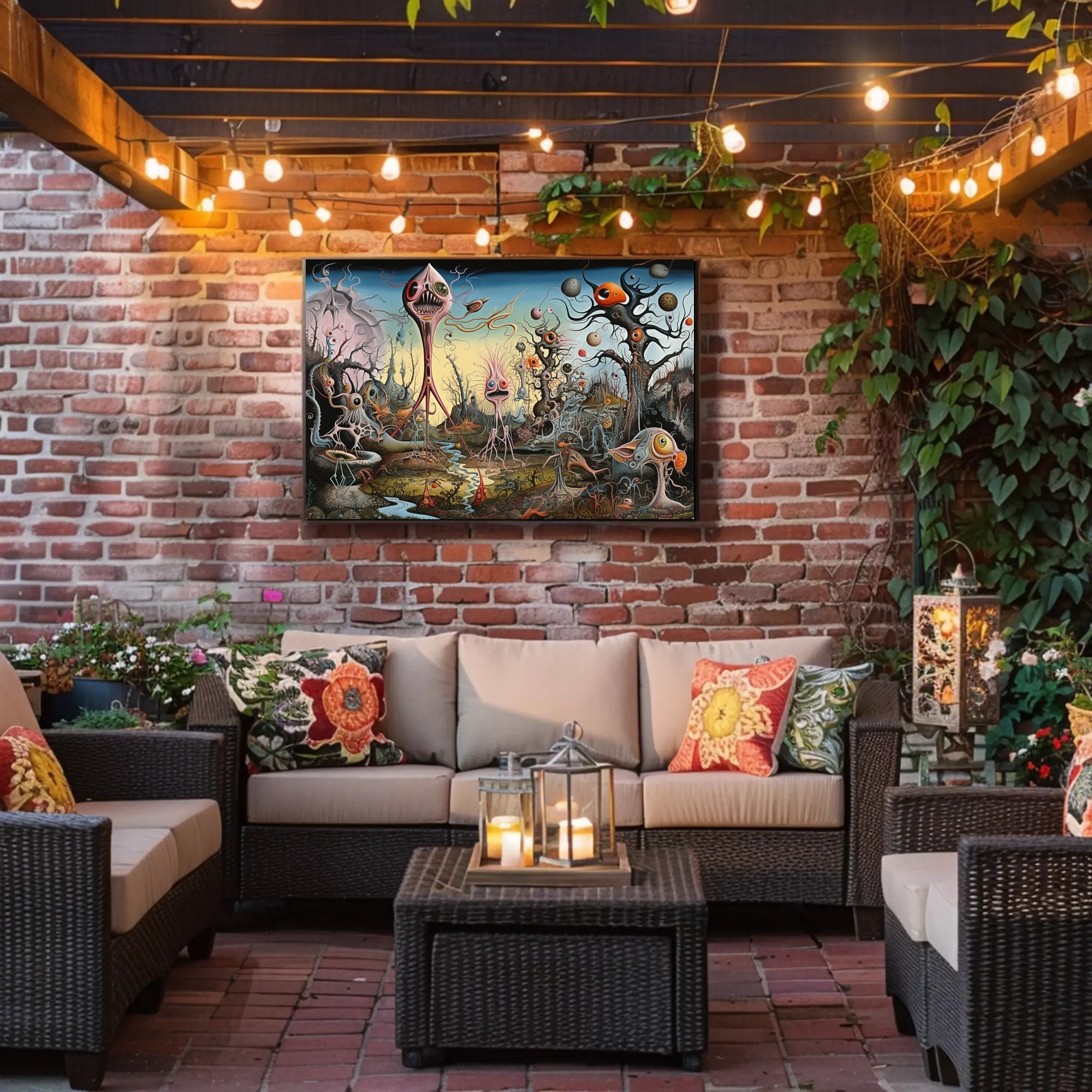 Surreal Fantasy Creatures in Dreamlike Landscape Poster