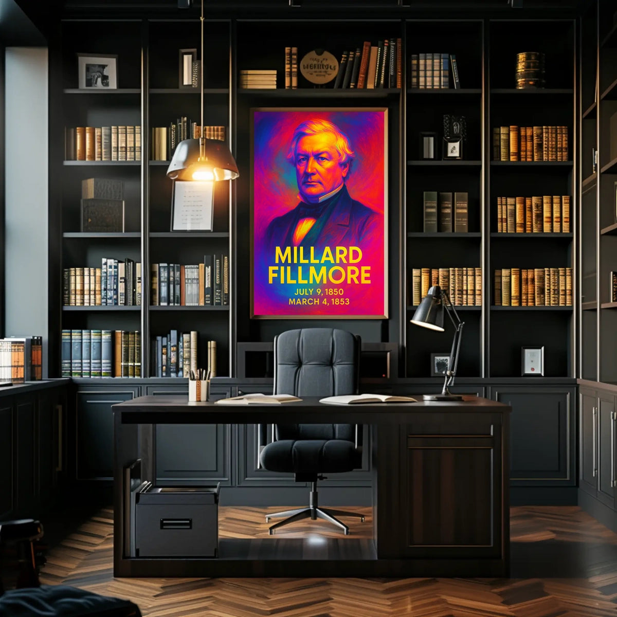 Millard Fillmore 13th President of the United States Neon Gradient Overlay Poster