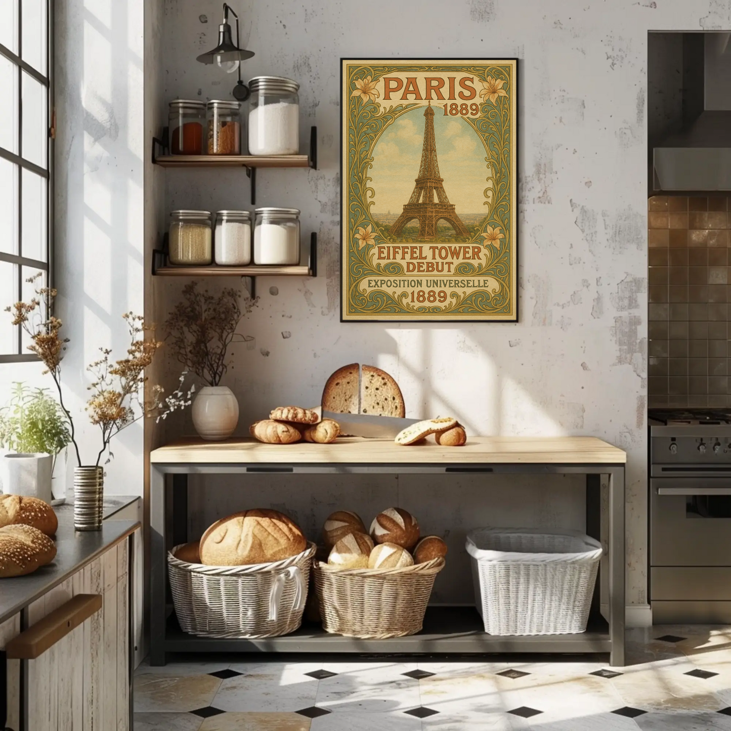 Paris 1889 Eiffel Tower Debut Art Nouveau Travel Poster