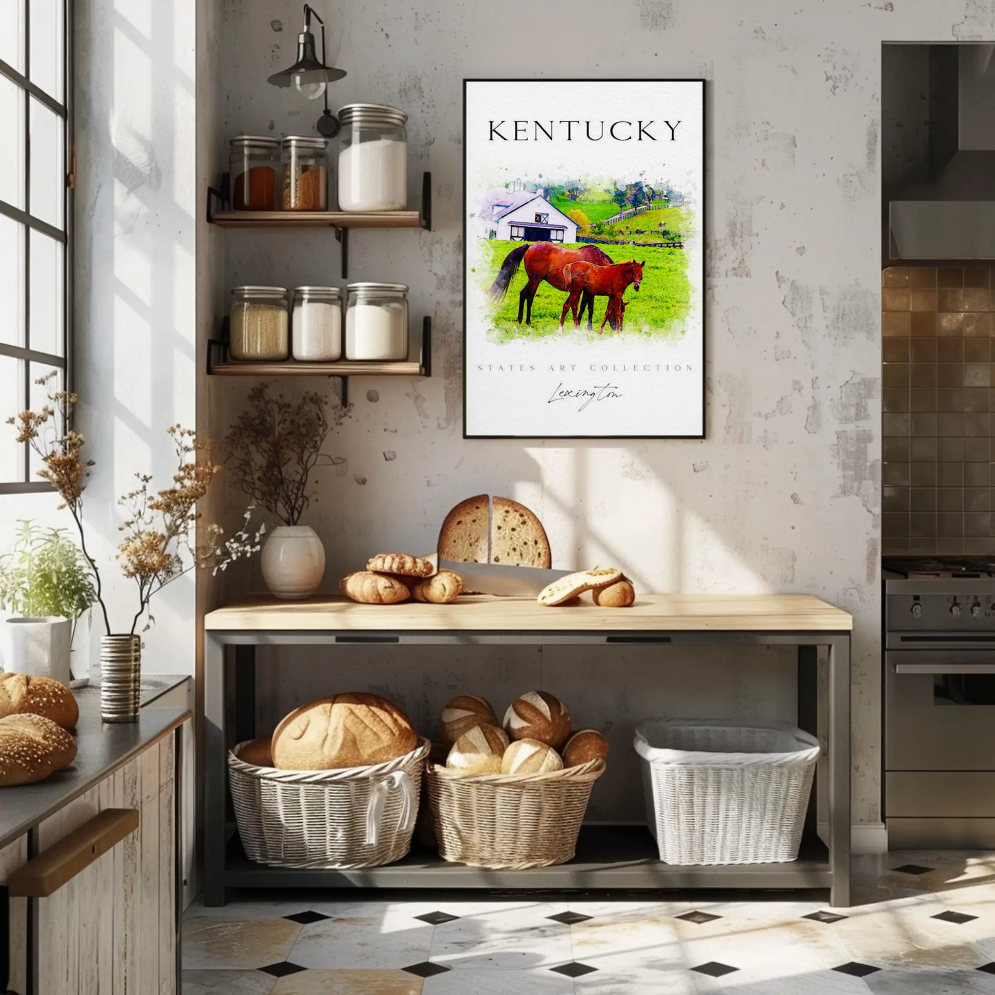 Kentucky Horse Farm Lexington Pastoral Scene Poster