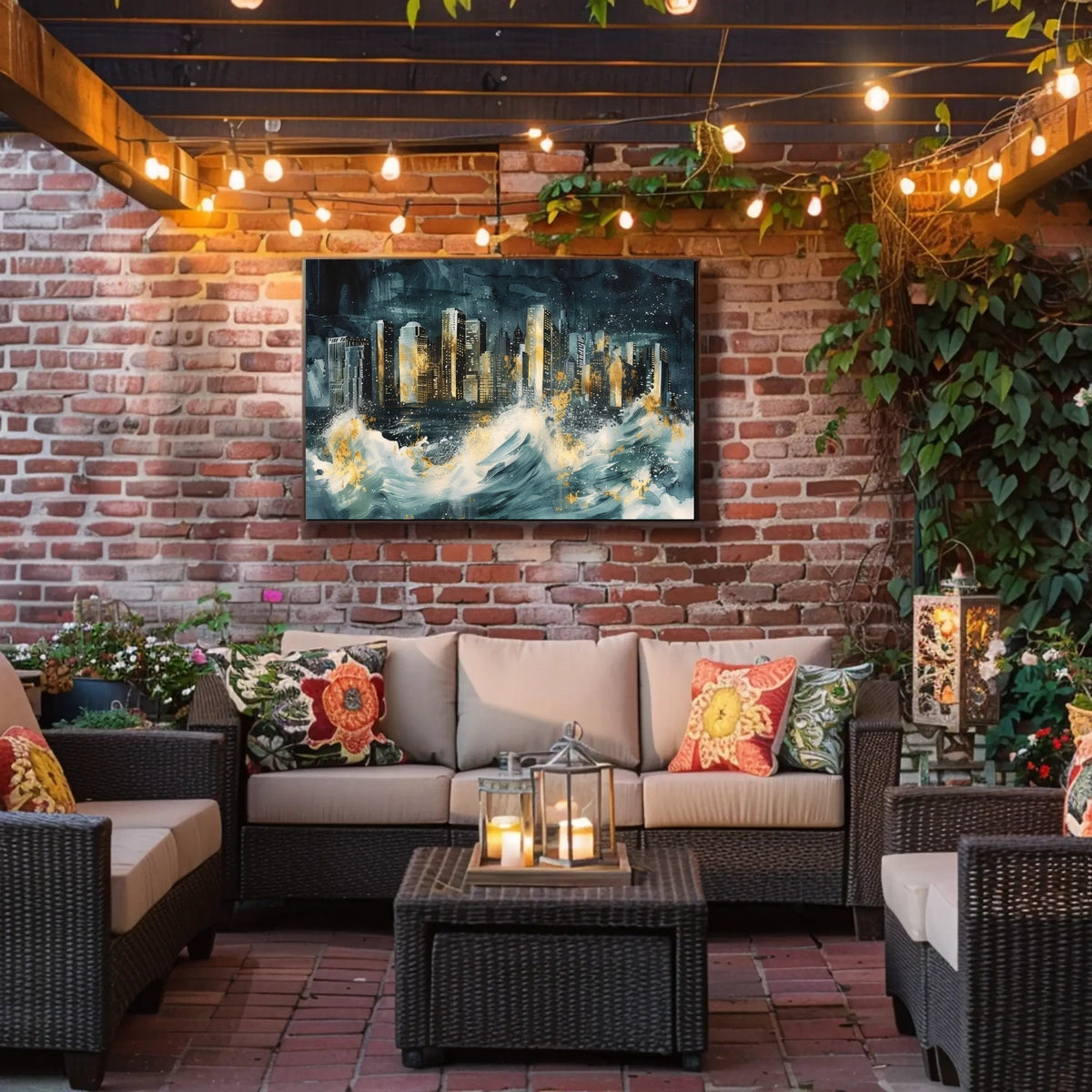 Cityscape Amidst the Storm Poster