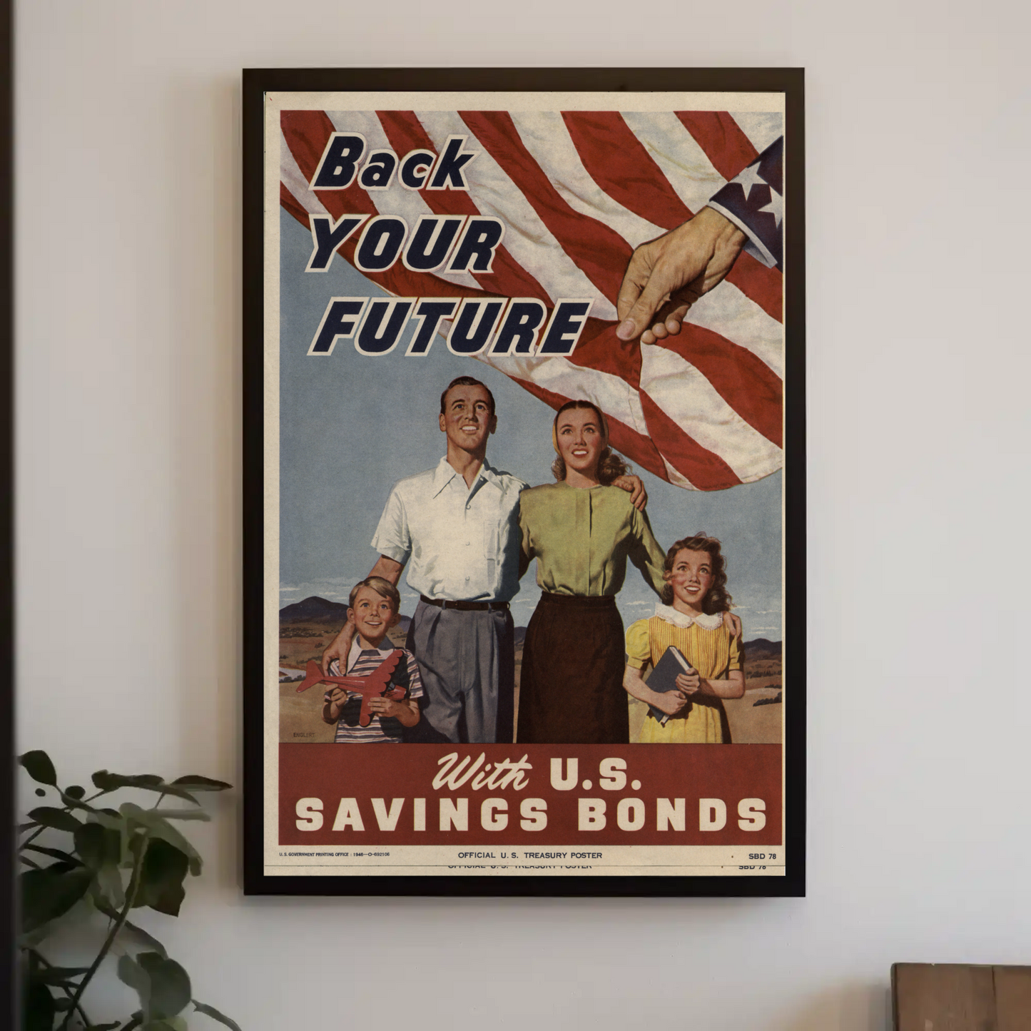 Back Your Future With U.S. Savings Bonds Vintage War Propaganda Poster