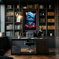 Enigmatic Blue Cat With Apple Poster