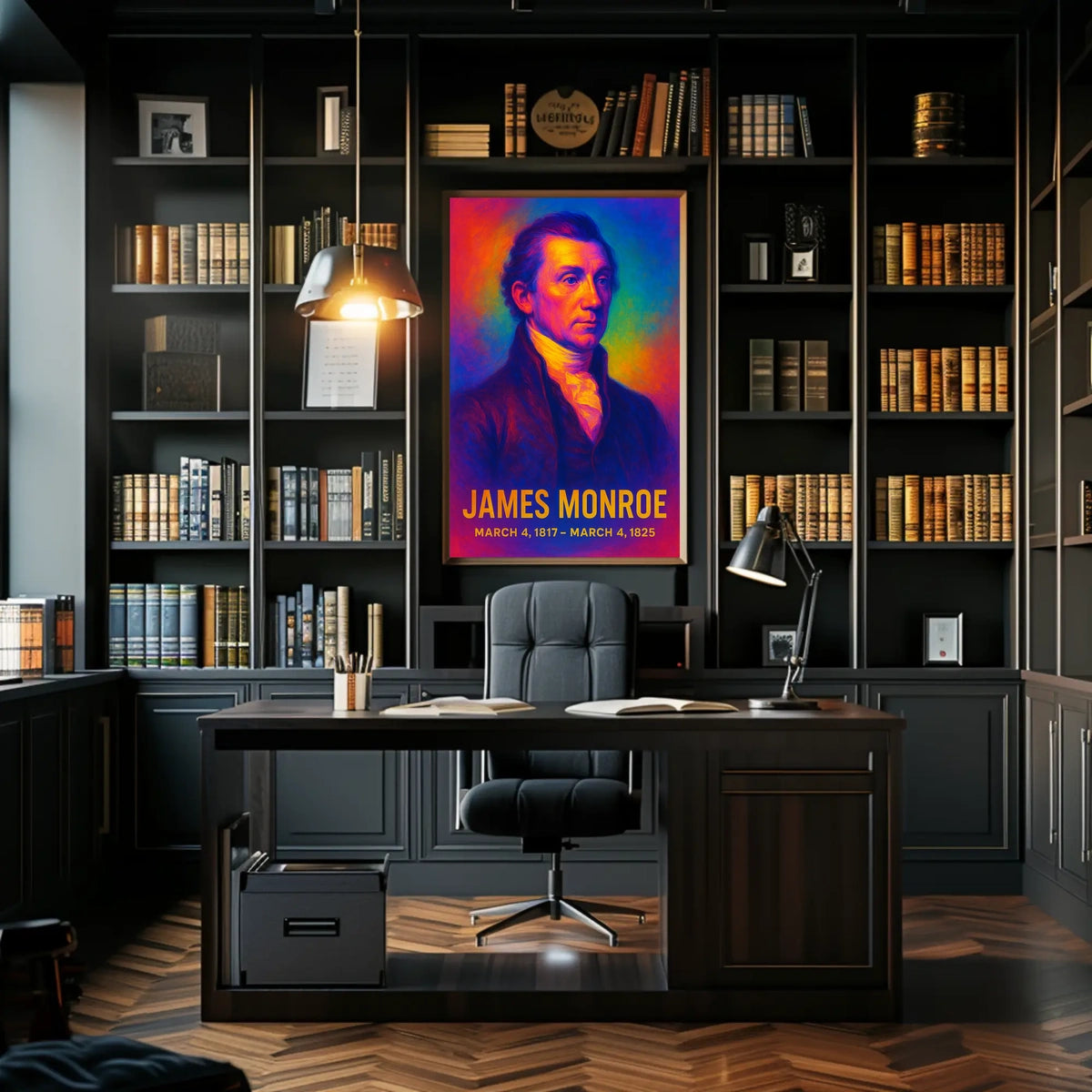 James Monroe 5th President of the United States Neon Gradient Overlay Poster