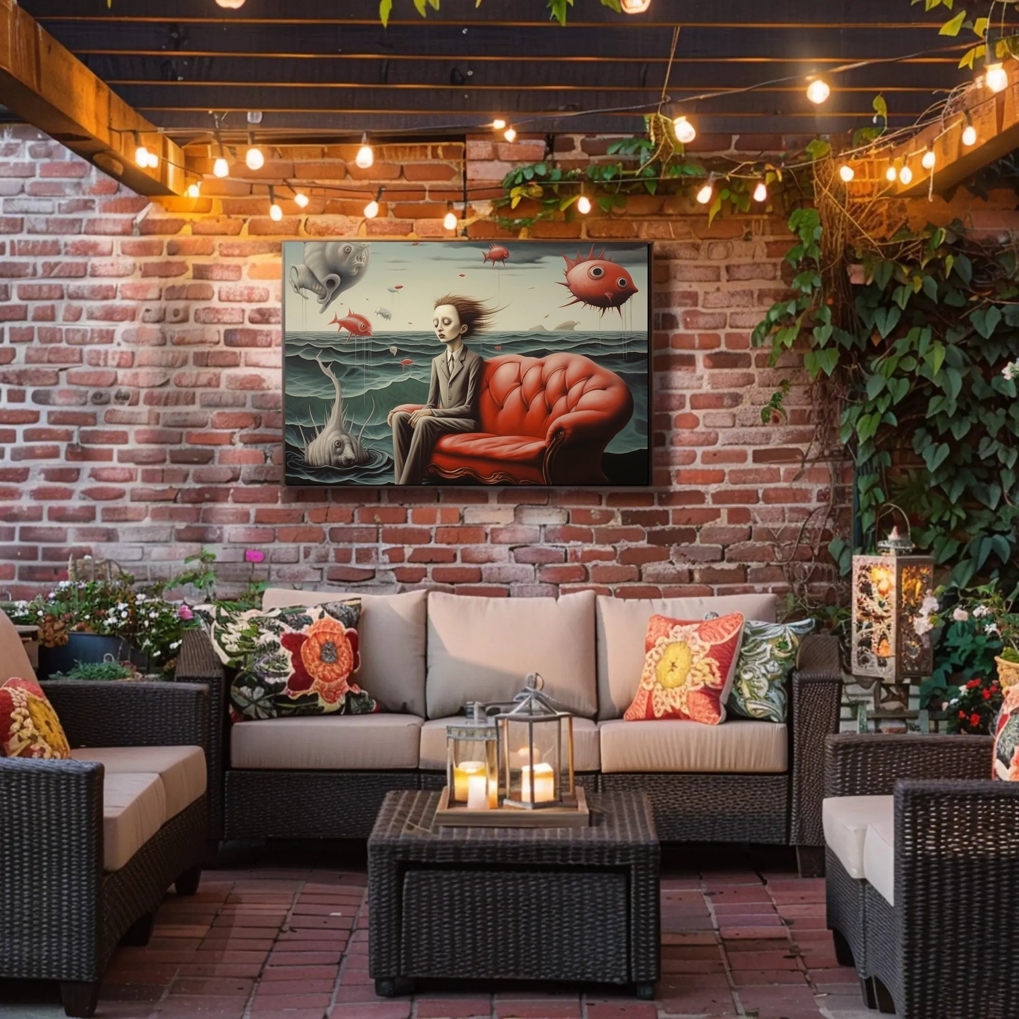 Surreal Ocean Dreamscape: Artistic Poster