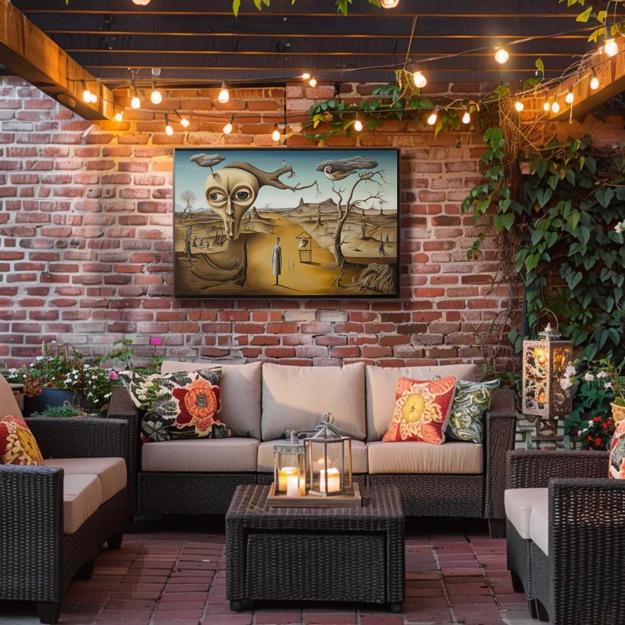 Surreal Head with Tree in Dreamlike Artistic Poster