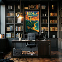 Brazilian Adventures Await: Vibrant Vintage Travel Poster