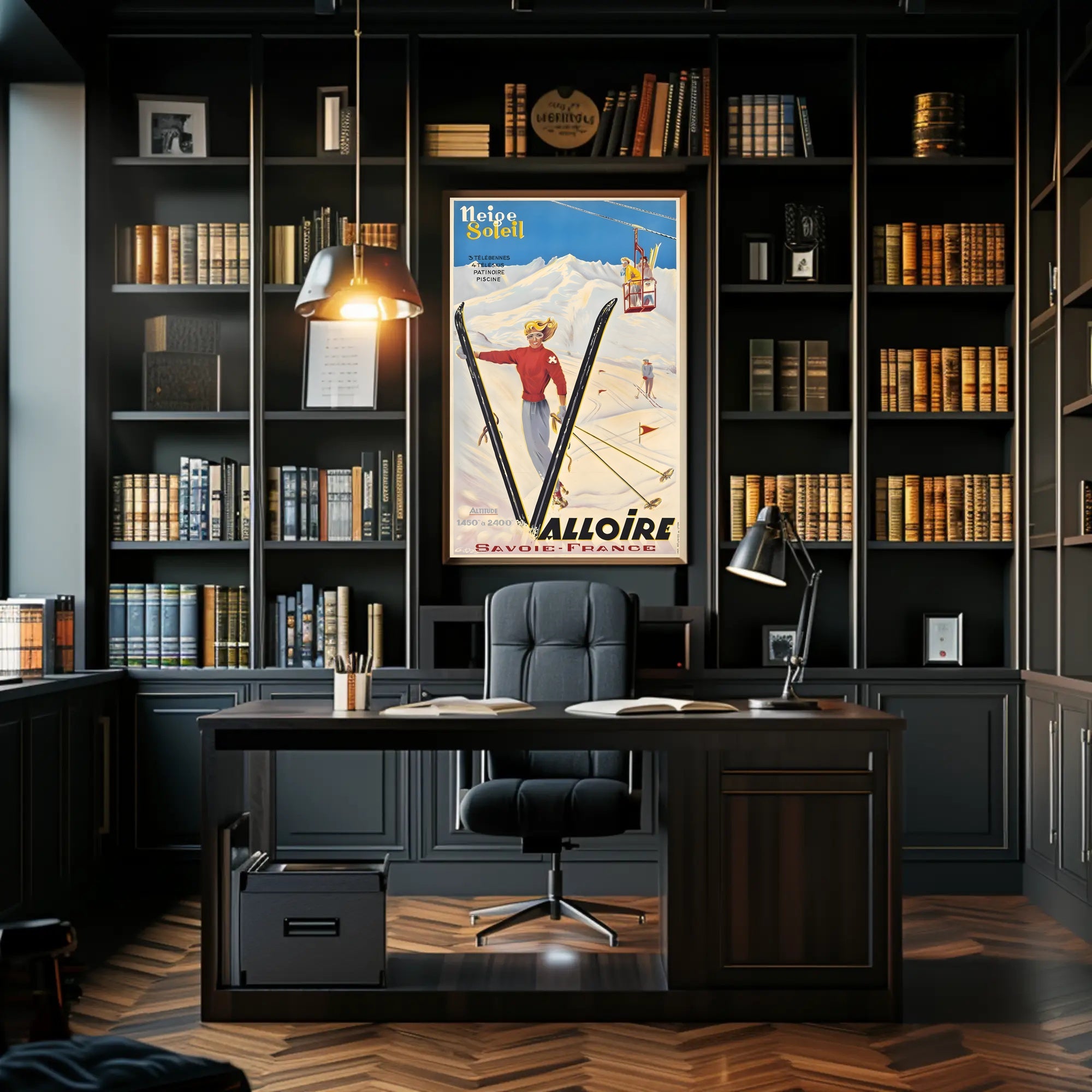 Vibrant Skiing Adventure in Valloire Travel Poster PosterGoat