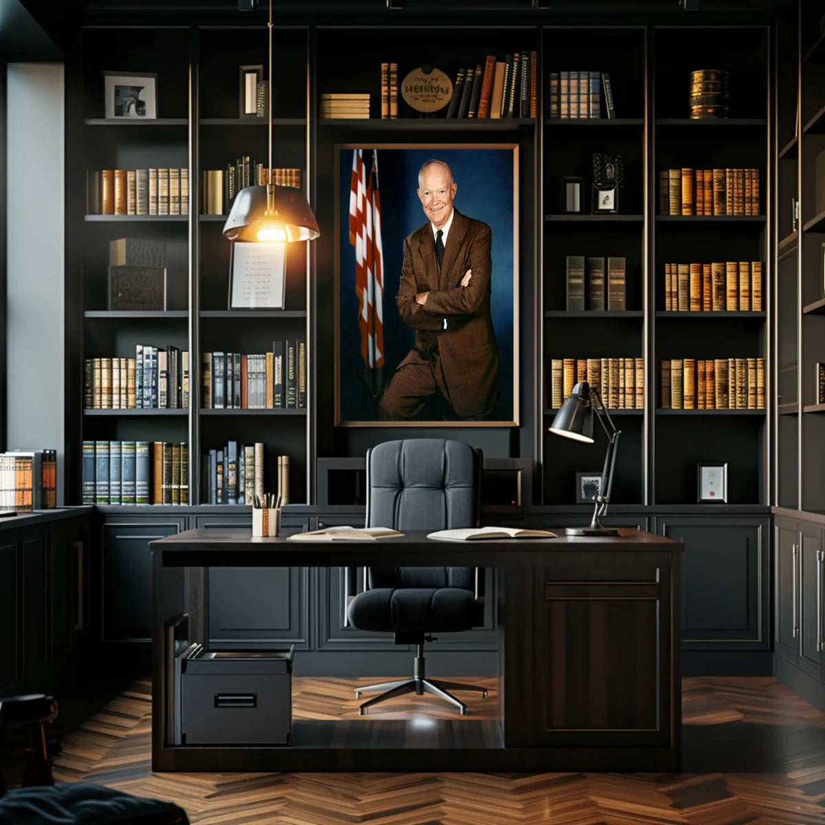 Presidential Pose with Flag – Dwight D. Eisenhower Poster