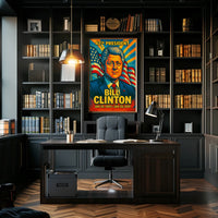 Bill Clinton 42nd President of the United States Colorful Comic Book Style Poster