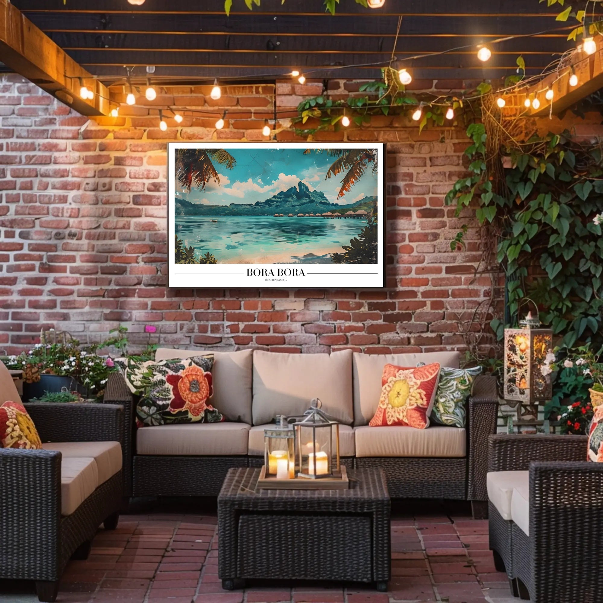 Bora Bora Vintage Travel Illustration Poster