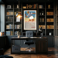 Vintage Soviet Athletic Propaganda Poster with Beachbackdrop