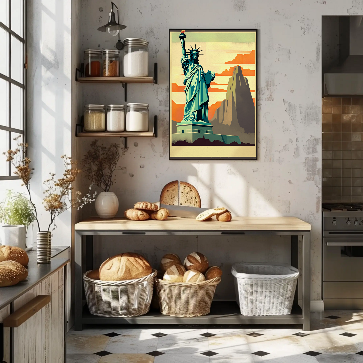Statue Of Liberty Sunrise Monument Scene Travel Poster