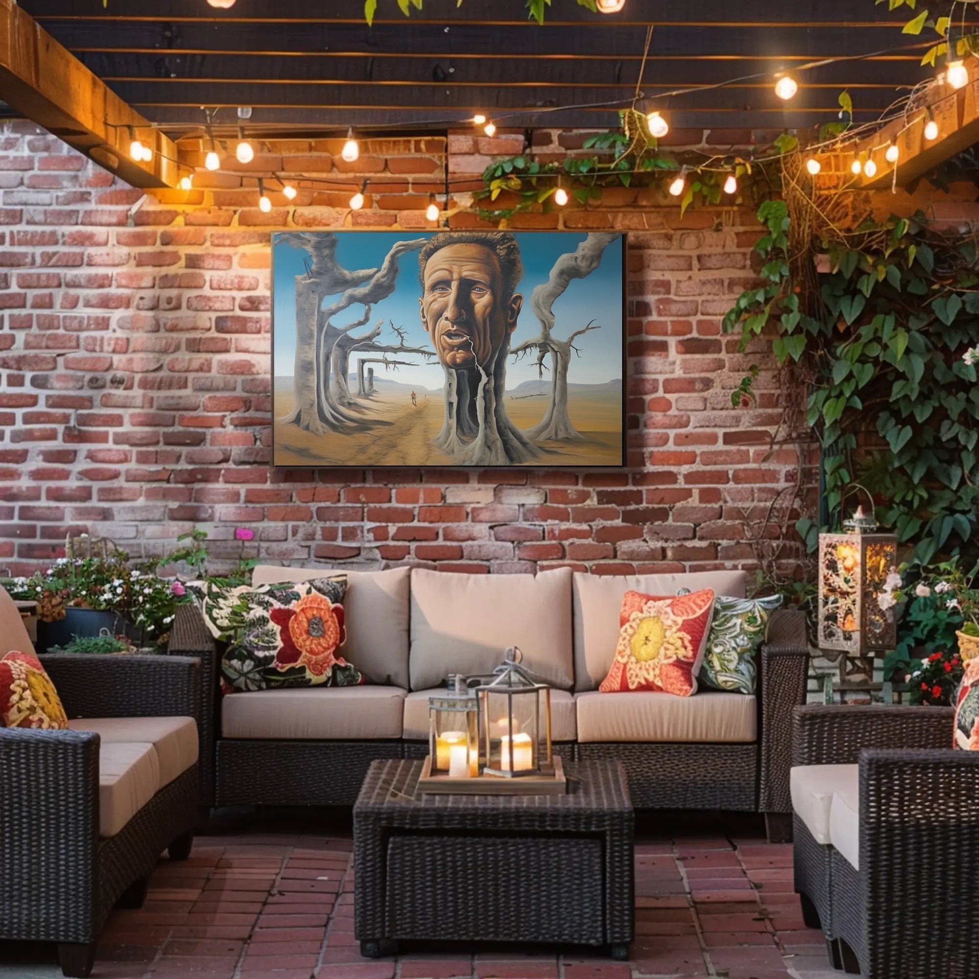 Surreal Desert Landscape with Human-Tree Hybrid - Artistic Poster