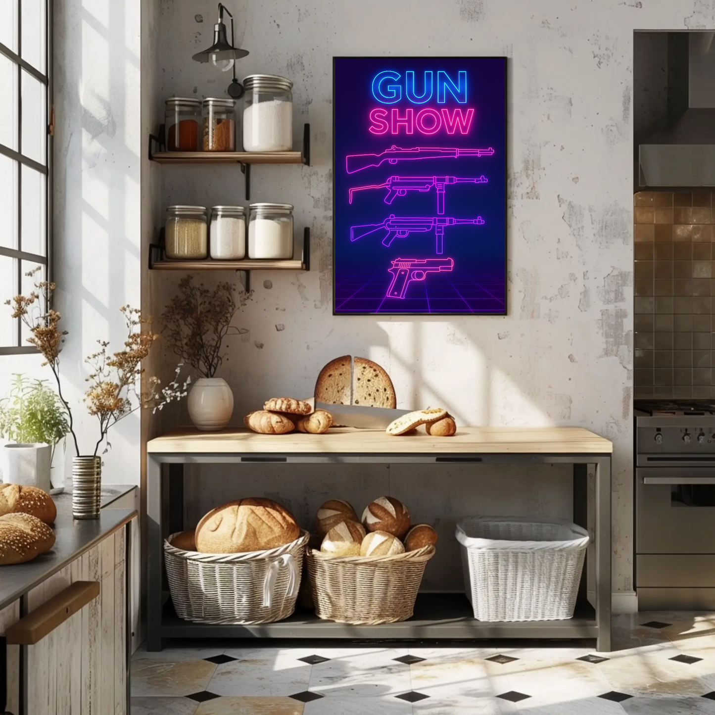 Gun Show Neon Firearm Poster