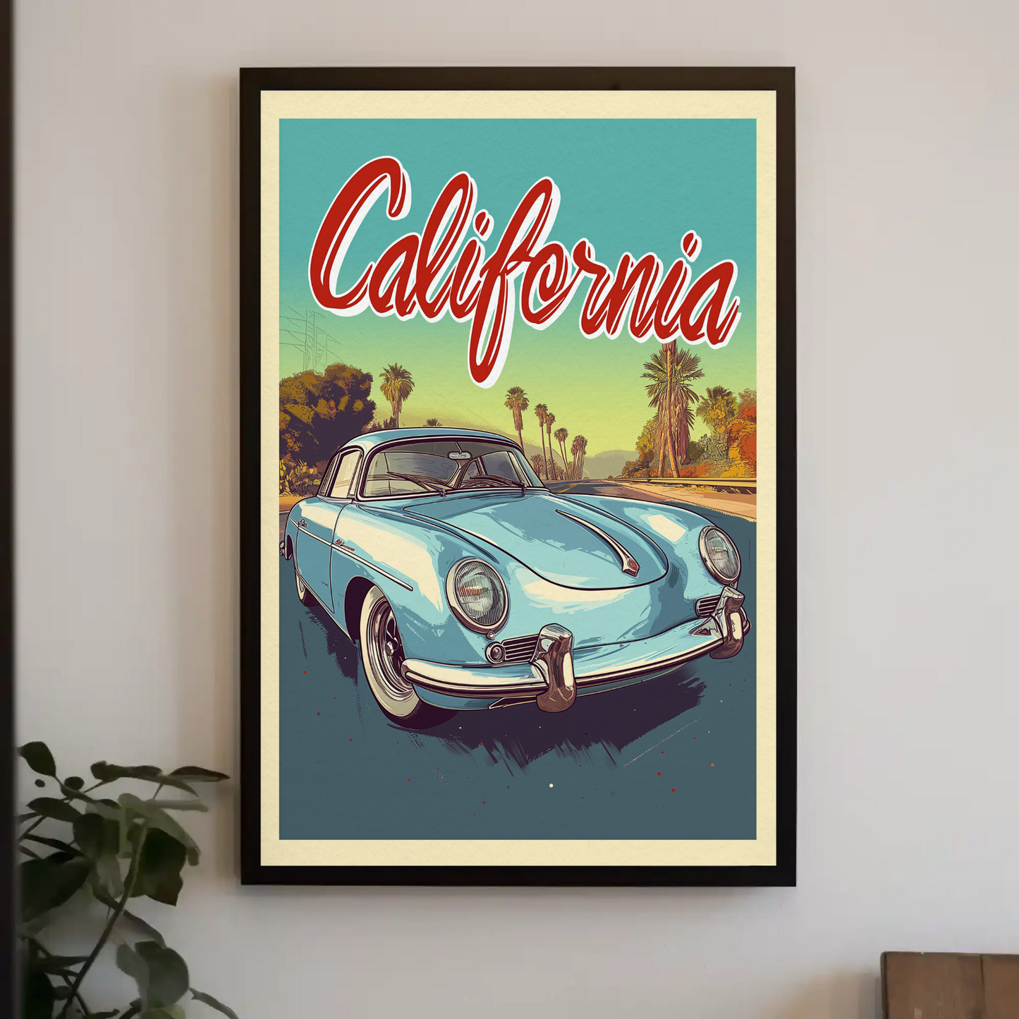 California Classic Car Vintage Poster