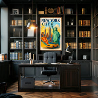 New York City Icons Cityscape Poster Modern Wall Art