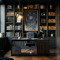 Mystical Abstract Wolf Amidst Wildflowers Artistic Poster PosterGoat