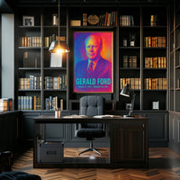 Gerald Ford 38th President of the United States Neon Gradient Overlay Poster