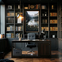 Serene Alpine Lake Photorealistic Nature Poster Art