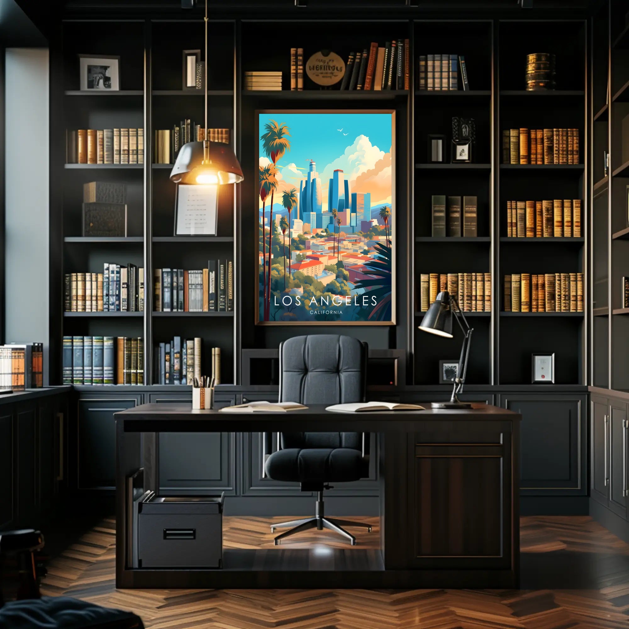 Vibrant Los Angeles Cityscape Illustration Travel Poster