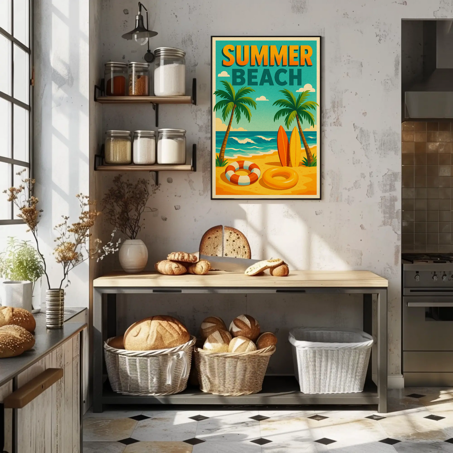 Summer Beach Palm Trees Travel Poster
