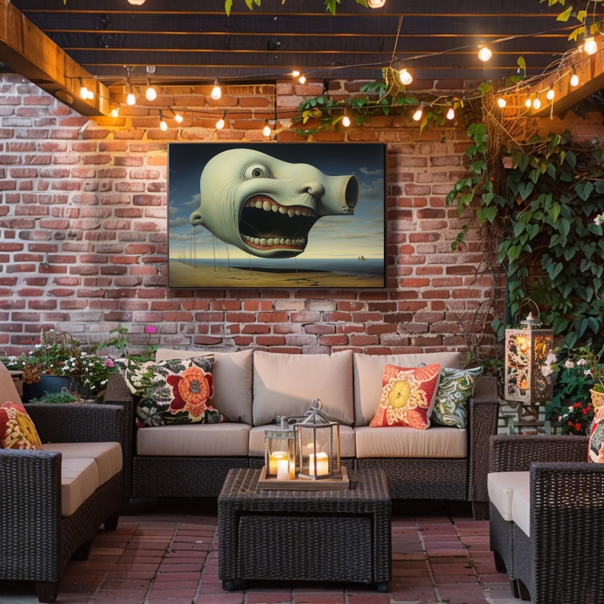 Surreal Floating Head Seaside Abstract Artistic Poster