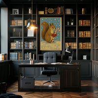 Squirrel Candy Cane Poster