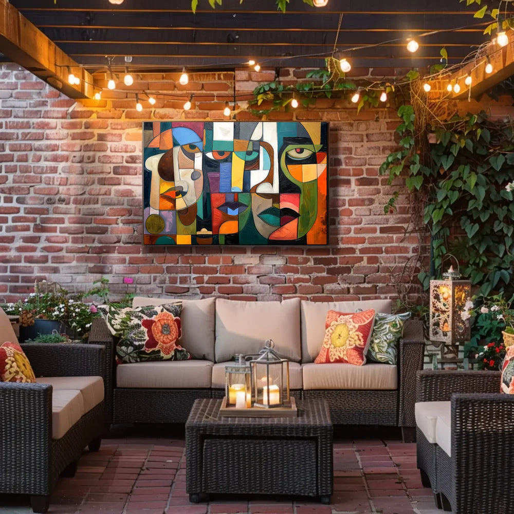 Cubist Faces Abstract Modern Art Poster Print