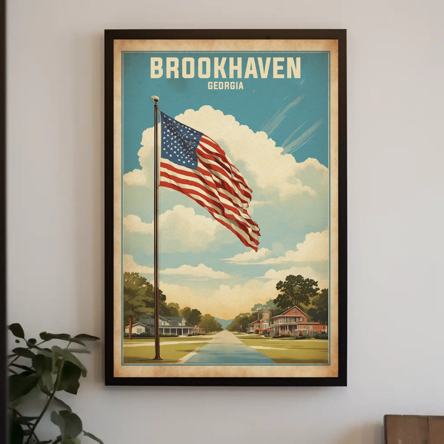 Brookhaven Georgia American Scene Art Vintage Travel Poster