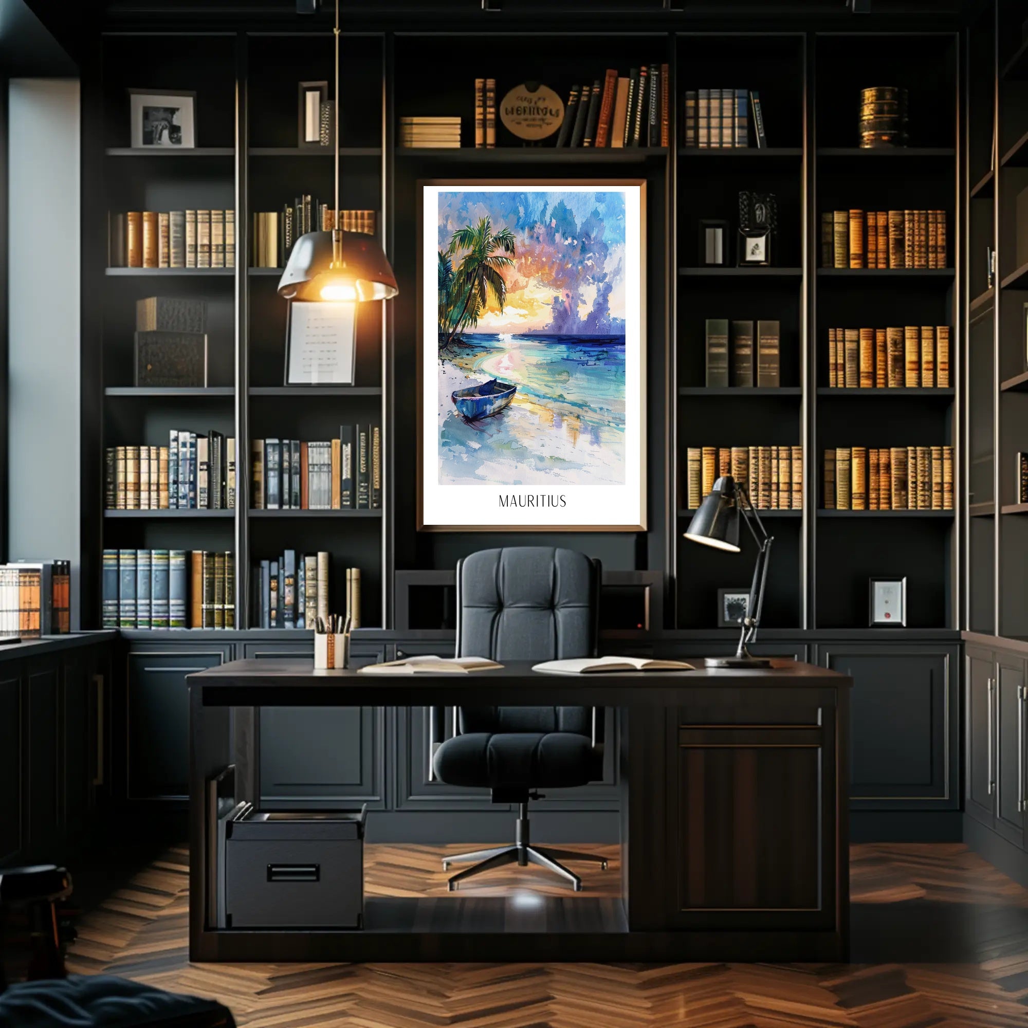 Mauritius Sunset Beach Travel Poster PosterGoat