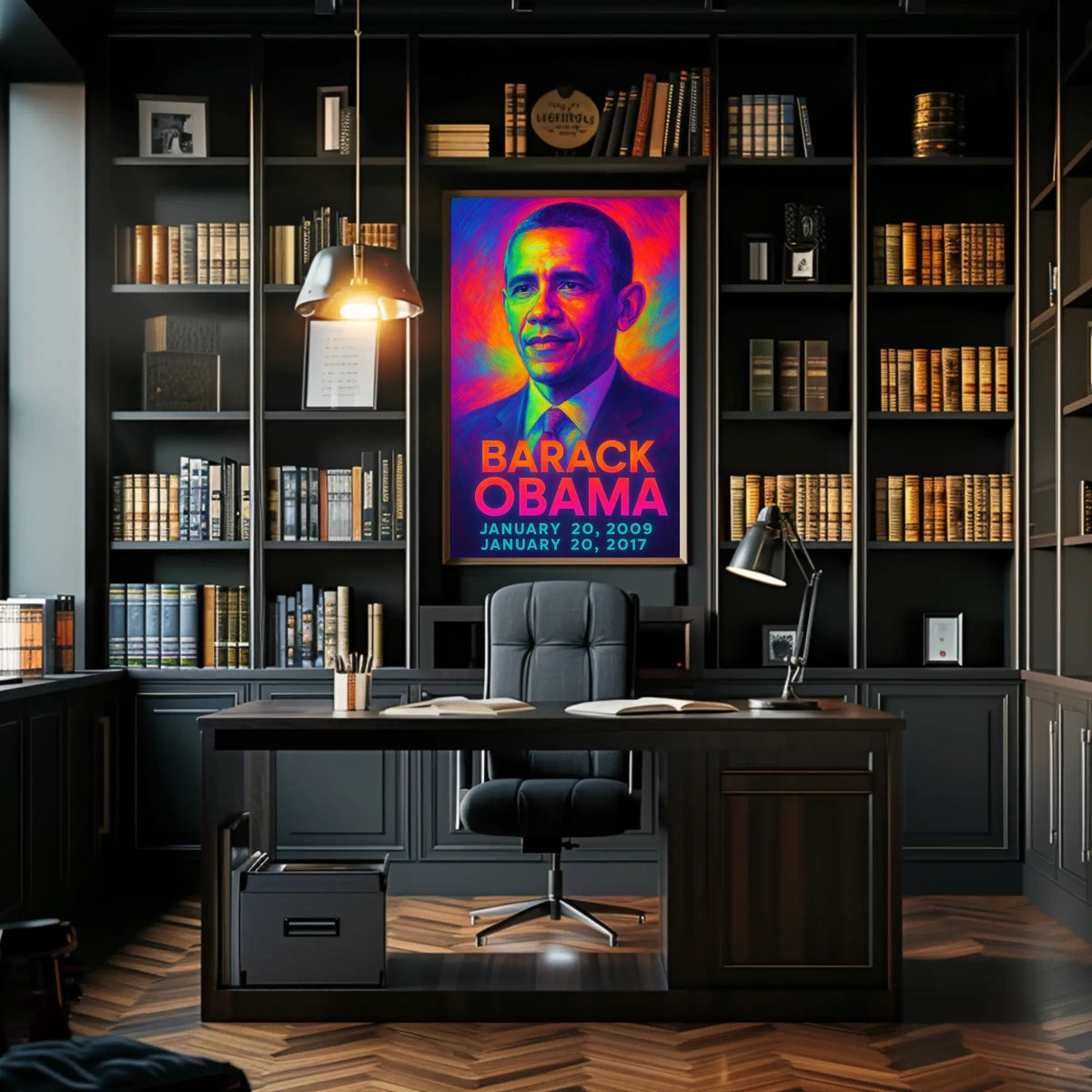 Barack Obama 44th President of the United States Neon Gradient Overlay Poster