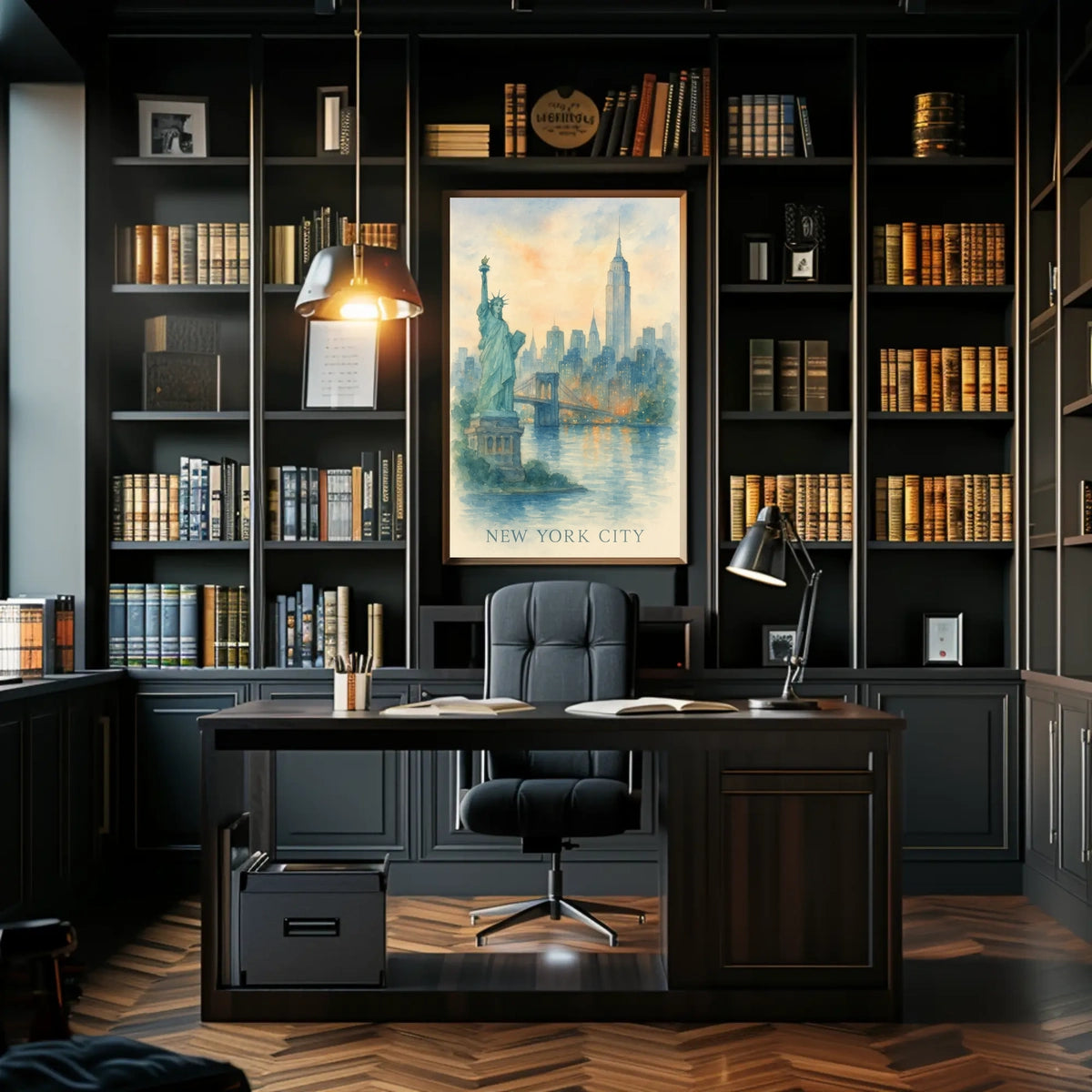 New York City Watercolor Landmarks Poster Classic Wall Art