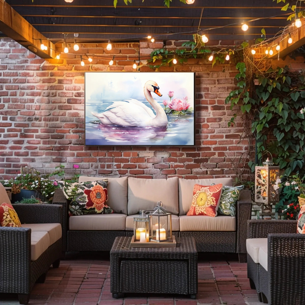 Serene Swan in Watercolor Poster