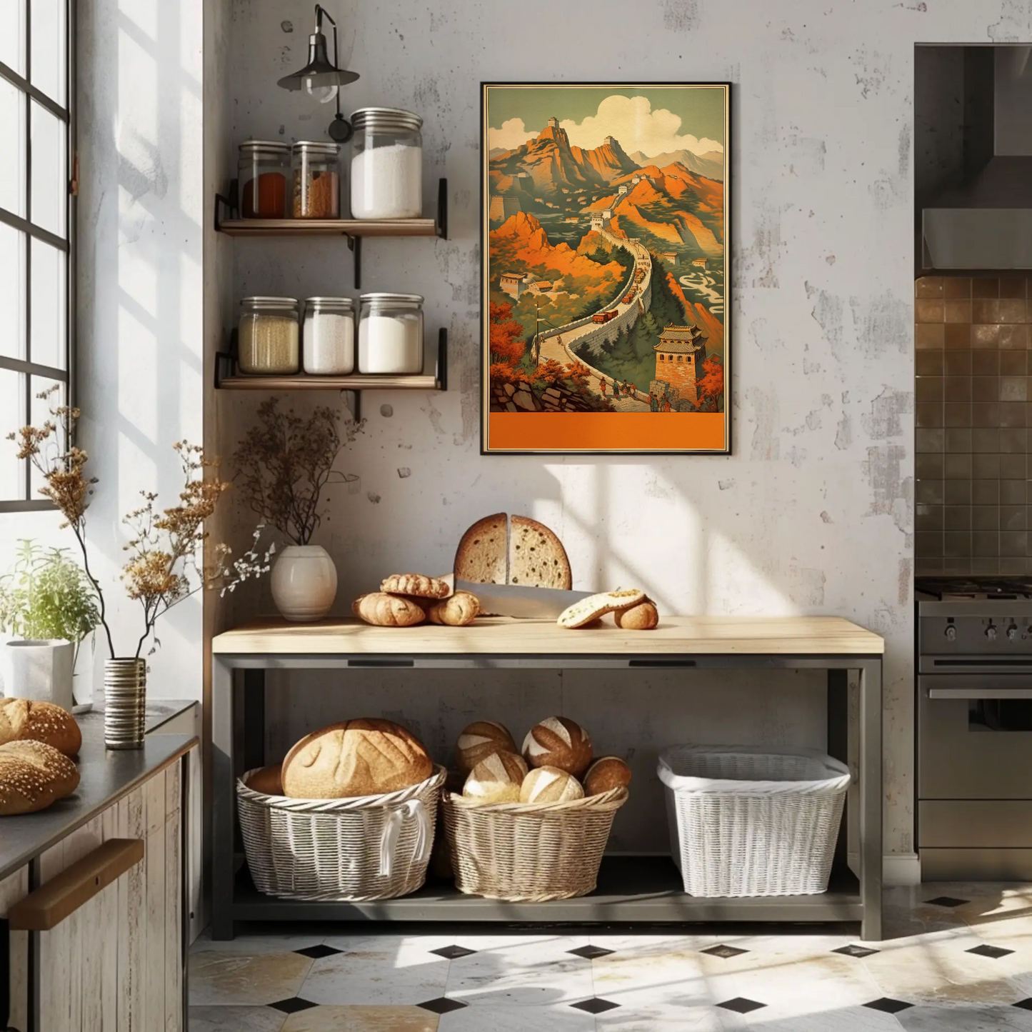 Great Wall Of China Historic Autumn Travel Poster