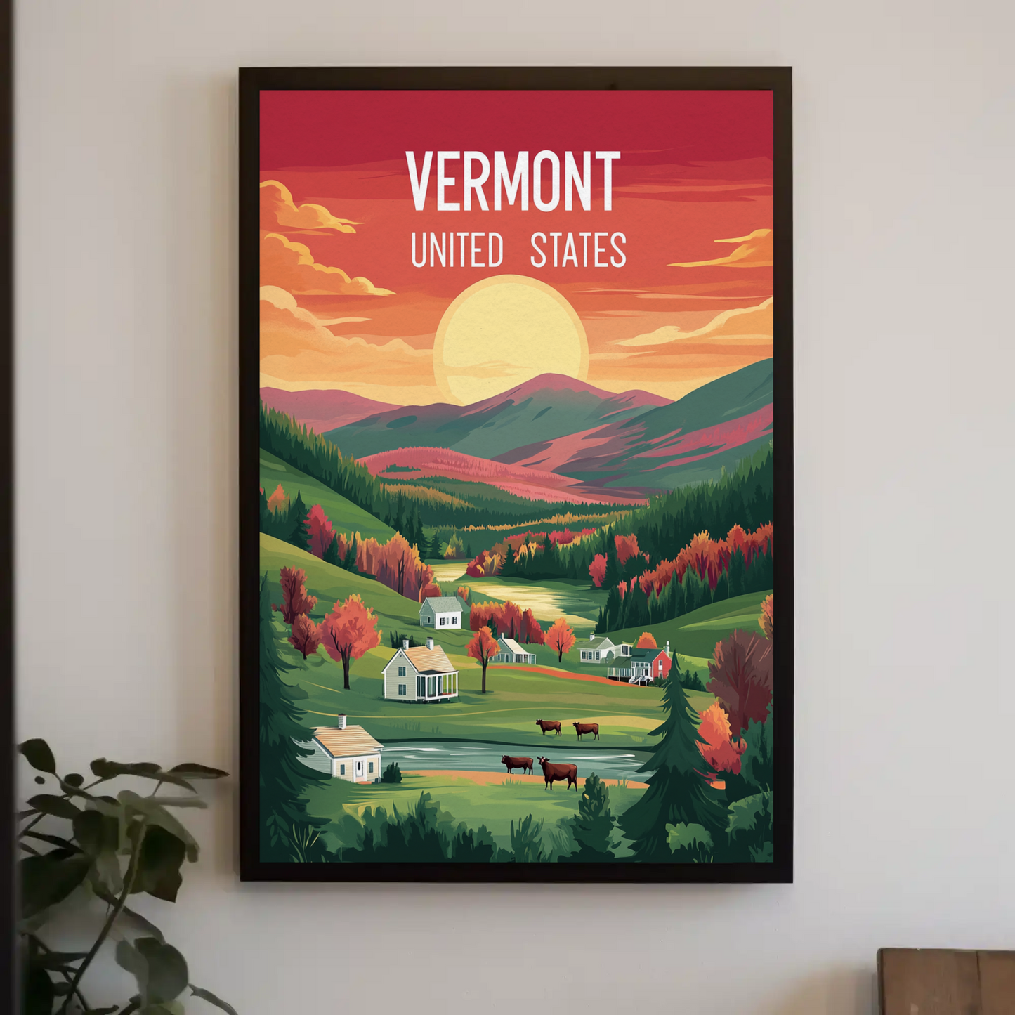 Vermont Vintage Poster - Sunset Valley