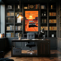 Vintage Road Trip at Sunset Poster