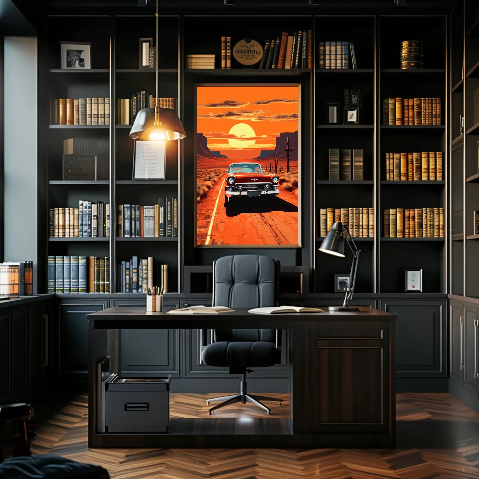 Vintage Road Trip at Sunset Poster