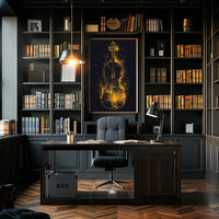 City Symphony Violin Skyline Art Deco Poster