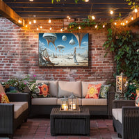 Surreal Desert Traveler with Futuristic Sci-Fi Poster