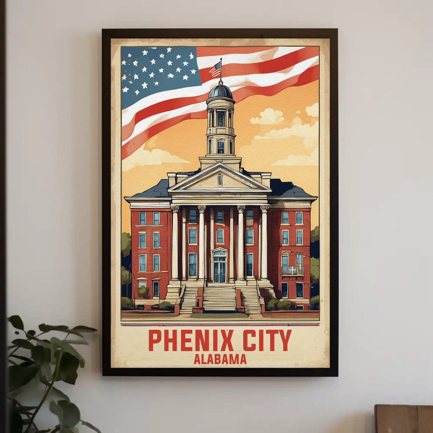 Phenix City Alabama Vintage Travel Poster Artwork