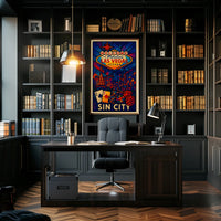 Welcome to Sin City Poster Neon Night Cityscape Urban Decor