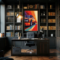 Classic Car Pop Art Poster in Vibrant Illustration PosterGoat