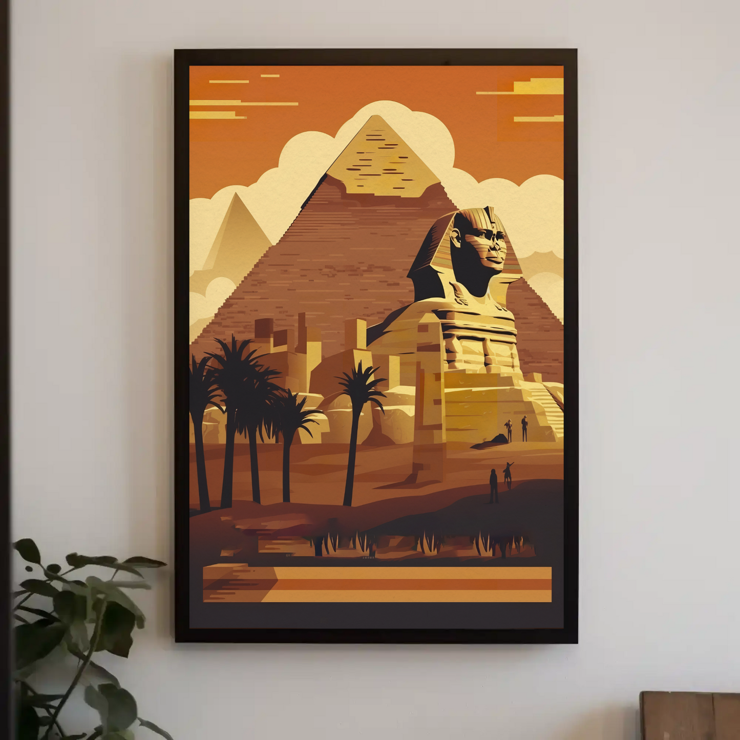 Sphinx Pyramid Desert Sunset View Vintage Travel Poster