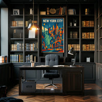 New York City Poster Abstract Urban Skyline Wall Art