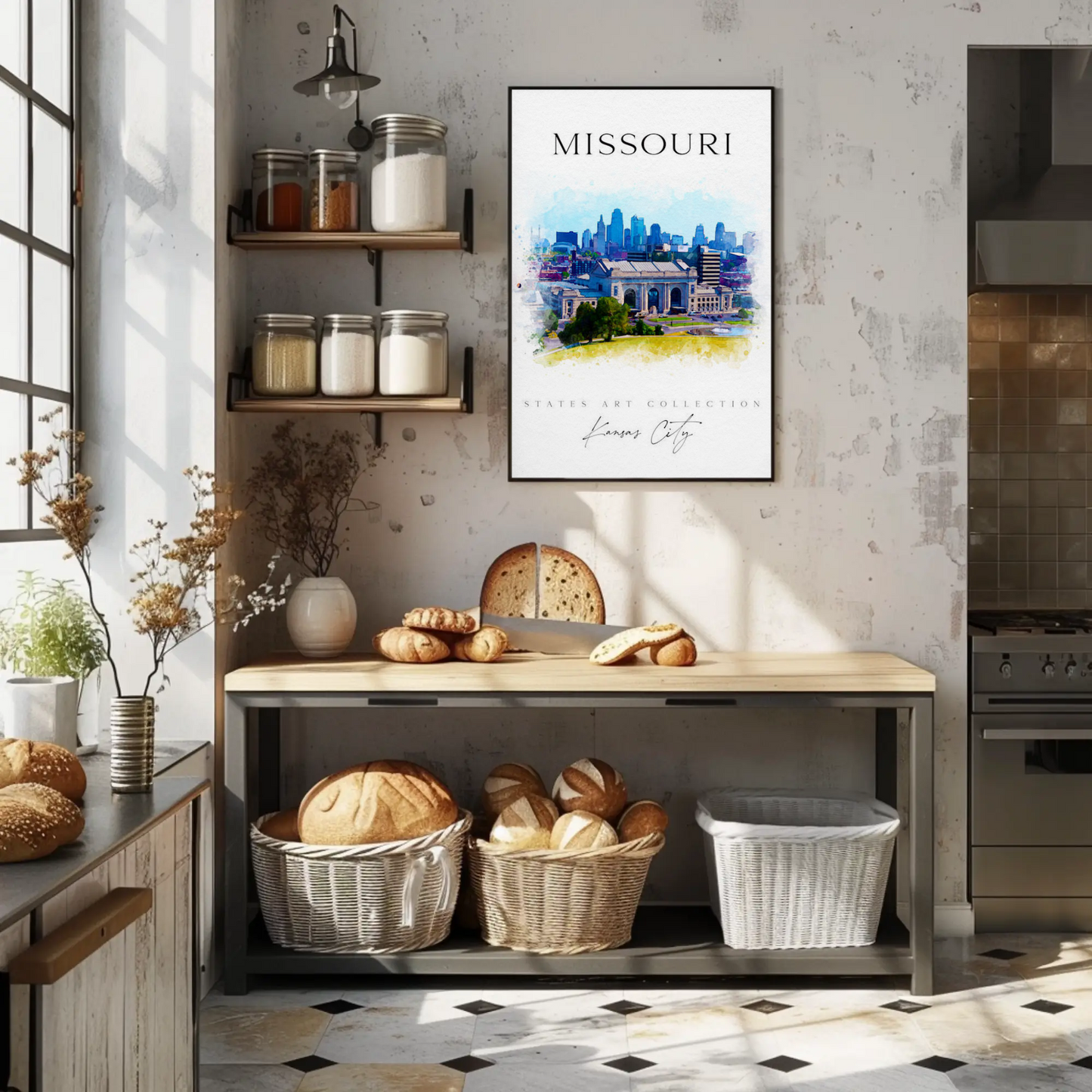 Kansas City Missouri Skyline Watercolor Poster Poster