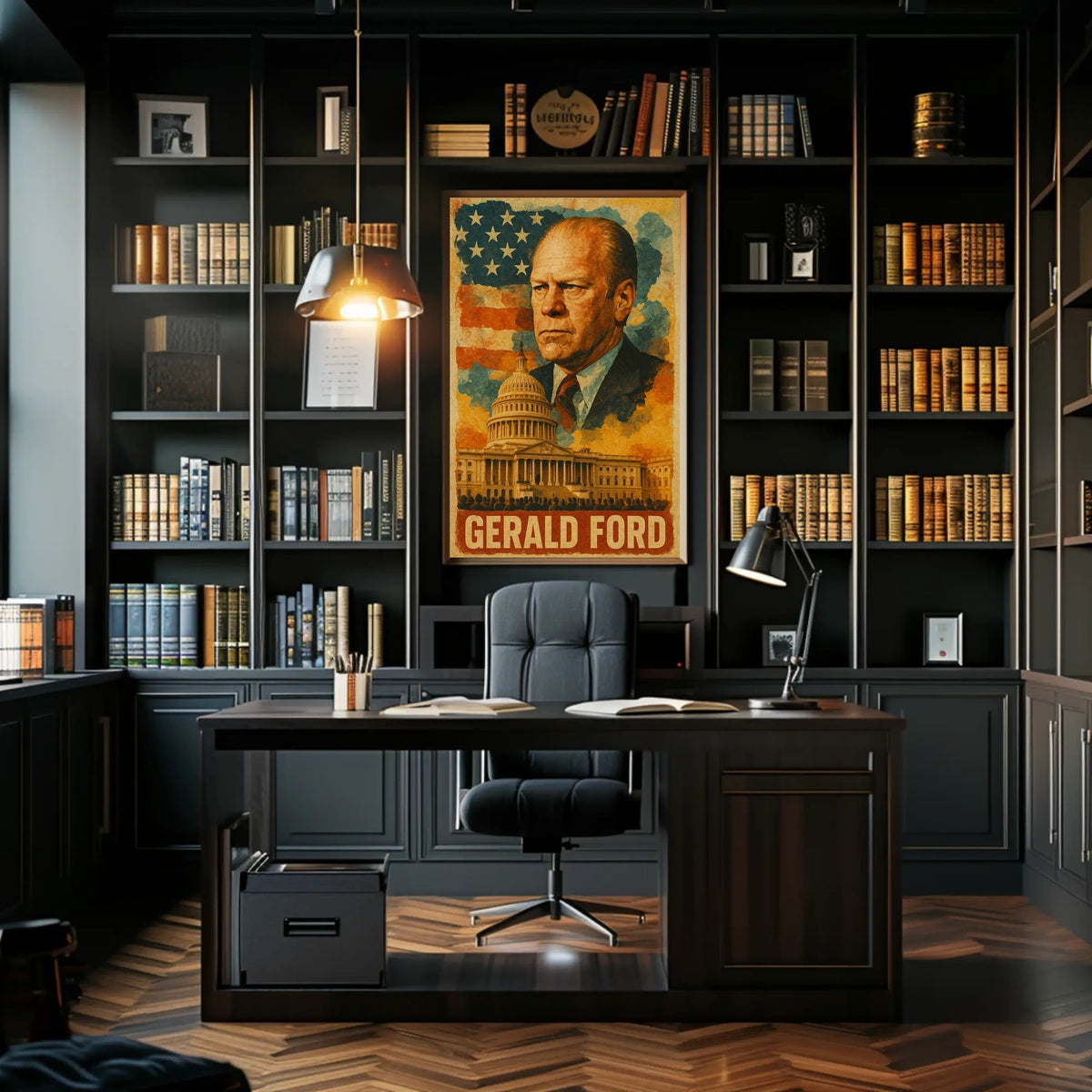 Gerald Ford 38th President of the United States Layered Digital Collage Poster