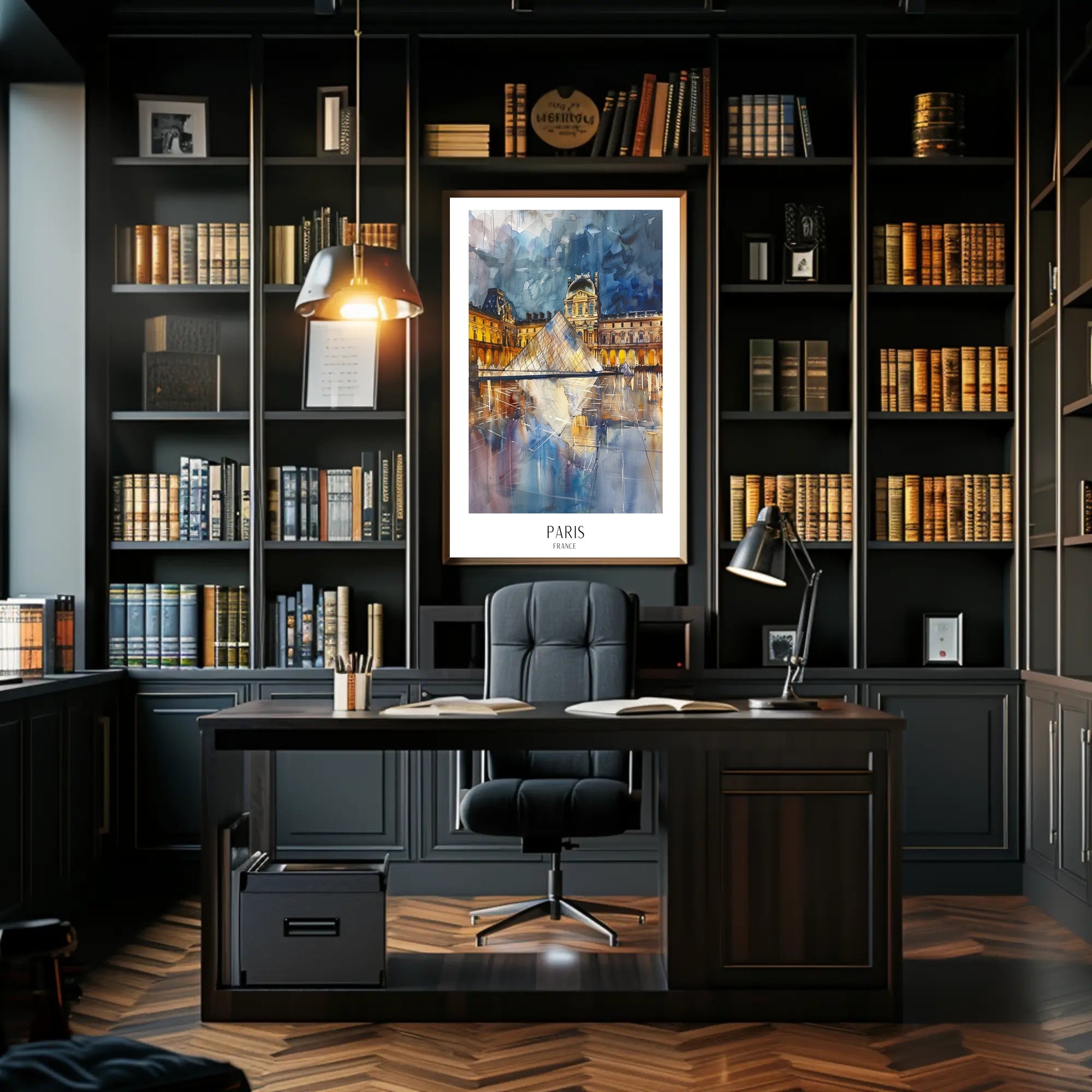 Louvre Pyramid at Night: Impressionistic Travel Poster PosterGoat