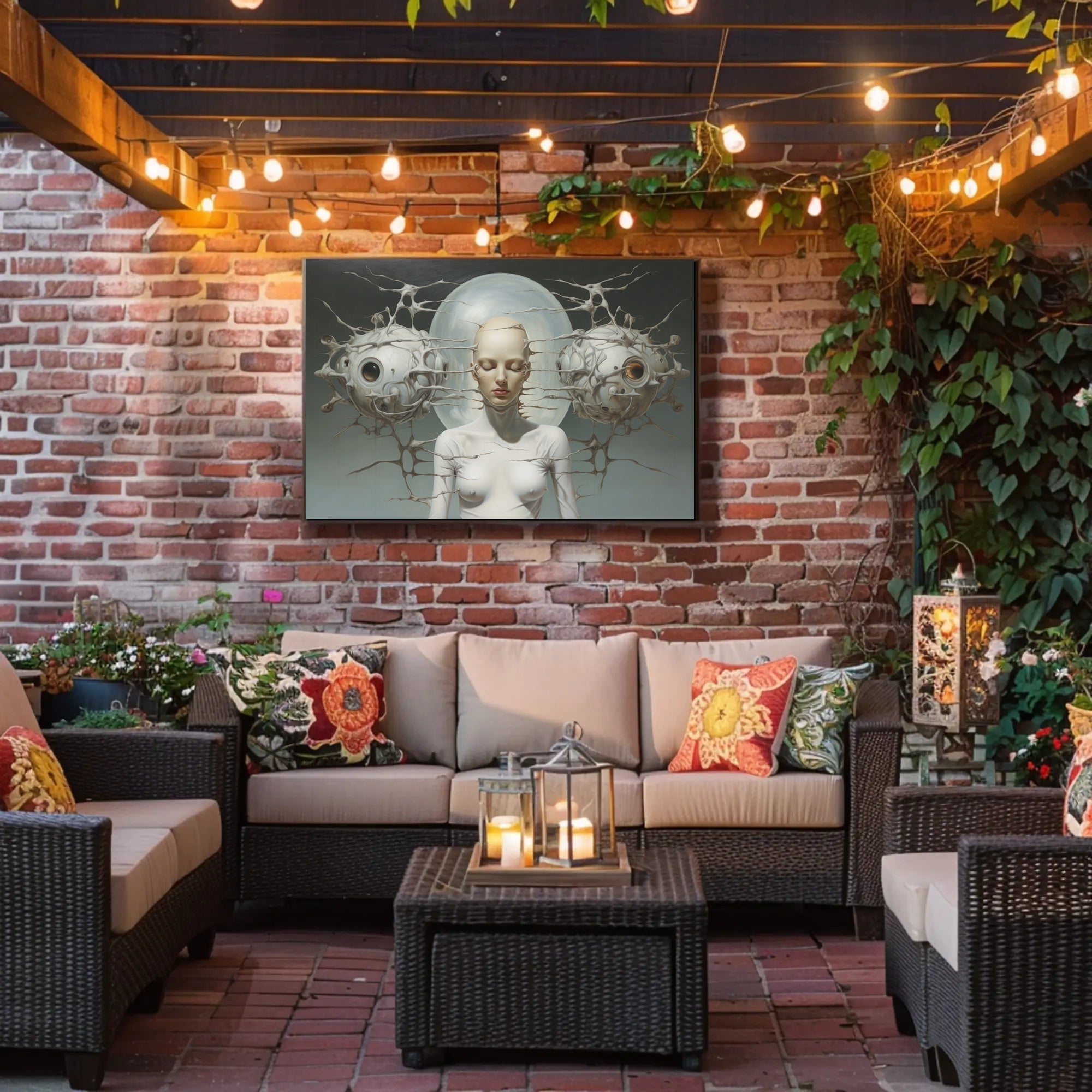 Surreal Human-Machine Fusion Poster: Futuristic Sci-Fi Poster